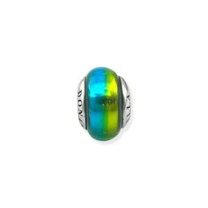 Donatella Blue Green Murano Glass Sterling Silver Bead Charm For Charm Bracelet